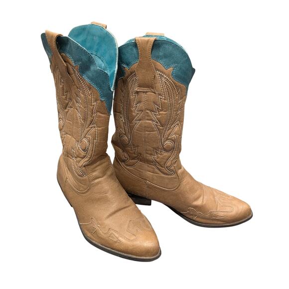 Coconuts by Matisse Shoes - Coconuts cowgirl boots tan turquoise western Matisse Cimmaron SZ 8 M
